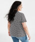 ფოტო #2 პროდუქტის Plus Size Printed Short-Sleeve Henley Top, Created for Macy's