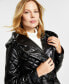 ფოტო #4 პროდუქტის Women's Hooded Belted Quilted Coat