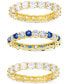 ფოტო #1 პროდუქტის 3-Pc. Set Lab-Grown Blue Spinel (2 ct. t.w.) & Cubic Zirconia Eternity Stack Rings in 14k Gold-Plated Sterling Silver