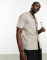 ASOS DESIGN relaxed rib jersey shirt with pocket in brown