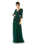 Фото #8 товара Women's Embellished V Neck 3/4 Sleeve A Line Gown