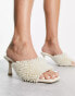 & Other Stories pearl covered heeled mules in white