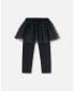 Big Girls Leggings With Tulle Skirt Black