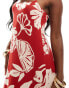 ASOS DESIGN cami strappy maxi dress with side split in red floral print