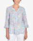 Фото #1 товара Petite Classic Pastels Paisley Flutter Sleeve Button Front Top