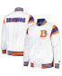 ფოტო #1 პროდუქტის Men's White, Royal Distressed Denver Broncos Vintage-Like Satin Full-Snap Varsity Jacket