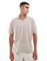 ASOS DESIGN oversized polo with v-neck in stone