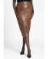 Plus Size Faux Leather Zipper Skirt