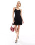 Фото #2 товара Daisy Street mixed lace mini flippy dress in black