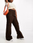 Heartbreak Plus wide leg cargo trousers in chocolate brown