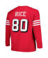 Фото #3 товара Men's Jerry Rice Scarlet San Francisco 49ers Big and Tall Cut and Sew Player Name and Number Long Sleeve T-shirt