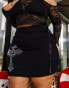 Labelrail x Holly Marston tie side bengaline mini skirt with diamante cross in black 2XL - фото #6