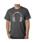 Фото #1 товара Mens Word Art T-Shirt - Headphones - 63 Genres of Music