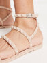 South Beach matte studded gladiator sandal in nude