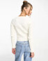 & Other Stories tie front frill sleeve cardigan in off white Белый, XS - EU 32-34 - фото #2