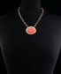 Framed Oval Stone Pendant Necklace, 17" + 3" extender, Created for Macy's