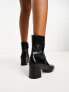 Фото #7 товара Mango round toe leather ankle boot in black