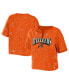 Фото #1 товара Women's Orange Florida A&M Rattlers Bleach Wash Splatter Cropped Notch Neck T-shirt