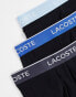 Lacoste 3 pack trunks contrast waistband in black Черный, M - фото #3