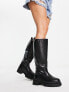 Фото #6 товара Raid Challenge chunky flat knee boots in black