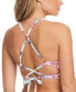 Фото #2 товара Women's Lace-Up Floral-Print Long-Line Bikini Top