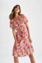 Фото #1 товара Floral Desenli Carmen Yaka Yazlık Midi Elbise