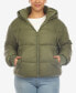 ფოტო #1 პროდუქტის Plus Size Hooded Bomber Puffer Coat