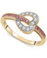 ფოტო #1 პროდუქტის Lab-Grown Pink Sapphire (1/5 ct. t.w.) & Lab-Grown White Sapphire (1/4 ct. t.w.) Heart Ring in 14k Gold-Plated Sterling Silver