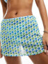 The Frolic retro heart print mini mesh sarong in blue and green