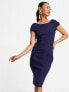 Фото #4 товара Closet London puff shoulder pencil dress with bodice detail in navy