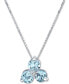 ფოტო #1 პროდუქტის Aquamarine (3/4 ct. t.w.) & Diamond Accent Flower 18" Pendant Necklace in 14k White Gold