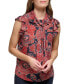 Фото #7 товара Women's Paisley-Print Tie-Neck Ruffle Top