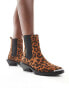 ASOS DESIGN Aruba flat western boots with toe cap detail in leopard Разноцветный, 37 - фото #1