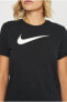 Фото #4 товара Футболка Nike Dri Fit Tee Swoosh женская черная из хлопкового трикотажа