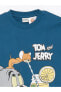 Bisiklet Yaka Tom ve Jerry Baskılı Kısa Kollu Erkek Çocuk Tişört