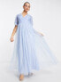 Фото #4 товара Maya Bridesmaid flutter sleeve sequin maxi dress in blue