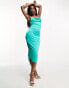 Фото #1 товара NaaNaa satin cowl neck midi dress with tie back detail in turquoise