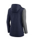 ფოტო #2 პროდუქტის Women's Navy and Heathered Charcoal Tennessee Titans Chevron Hoodie Performance Long Sleeve T-shirt