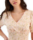 Juniors' V-Neck Smocked Top