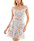 Фото #1 товара Платье с дизайном цветов As U Wish juniors' Floral Flutter-Sleeve