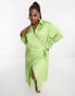 Pretty Lavish Curve wrap shirt midaxi dress in apple green