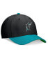 ფოტო #1 პროდუქტის Men's Black/Teal Florida Marlins Cooperstown Collection Rewind swoosh flex Performance Hat