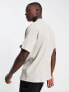 ONLY & SONS mock neck boxy waffle t-shirt in beige