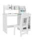 Kids Desk and Chair Set with Storage, Study Desk with Chair for Children 5-8 Years Old, White