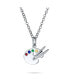 ფოტო #1 პროდუქტის Painter Drawing Multi Color Enamel Future Artist Palette Art Paint Brush Pendant Necklace For Women Art Teacher Women .925 Sterling Silver