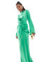 Фото #3 товара ASOS DESIGN twist front fluted sleeve maxi dress in green