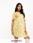 Wednesday's Girl Maternity flutter sleeve floral print mini dress in yellow