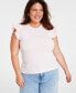 Фото #1 товара Trendy Plus Size Crewneck Flutter-Sleeve Top, Created for Macy's