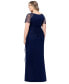 Фото #2 товара Plus Size Beaded Illusion-Sleeve V-Neck Gown