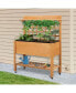Фото #2 товара Outdoor Wooden Elevated Plant Bed w/ Shelves for Tool Storage & Wheels